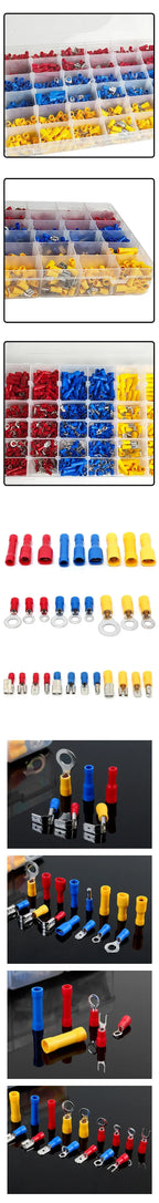 280/480/720/1200/1500pcs Quick Connect Terminal Kit - Cold Pressed Fork/Ring/Spade Lugs for Low Voltage DC Wiring Systems