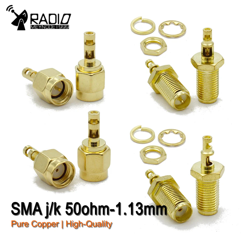 2pcs/lot SMA Male Female RF Connector Welded Two Windows RP SMA O-ring Bulkhead Straight Connector 50ohm 1.13 Cable Brass