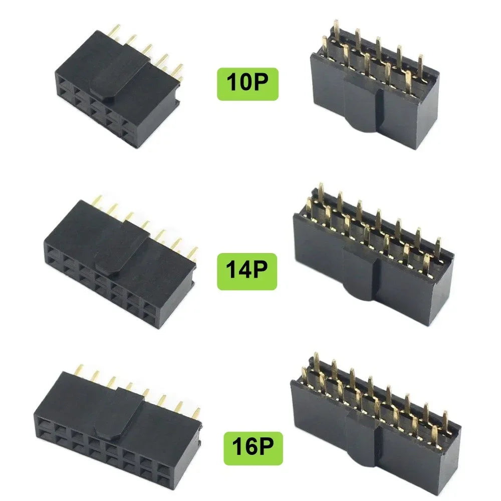 10pcs 2.54mm Pitch Female Header Strip 6/10/14/16/20/26/34/40/50 Pin Dual Straight DIP Polarizing Key Connector 6P 10P 40P 50P