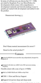 Ultimate Pico RP2040 128Mbit 16MB/4M compatible with Raspberry Pi, featuring a dual-core processor