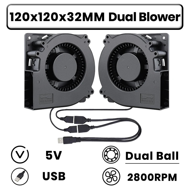 GDSTIME Dual 40mm 50mm 60mm 80mm 92mm 120mm 140mm DC 5V Powered USB Fans with 2 in 1 USB Cable for AV Receiver DVR Cooling