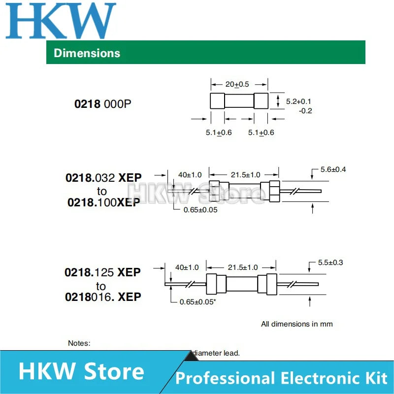 20pcs/lot 5*20mm Slow Blow Tube Fuses Glass 250V 32MA ~ 16A 63MA 100MA 500MA T1A 1.6A 4A 10A 15A 5A Fusible 0218001.MXP 5X20MM