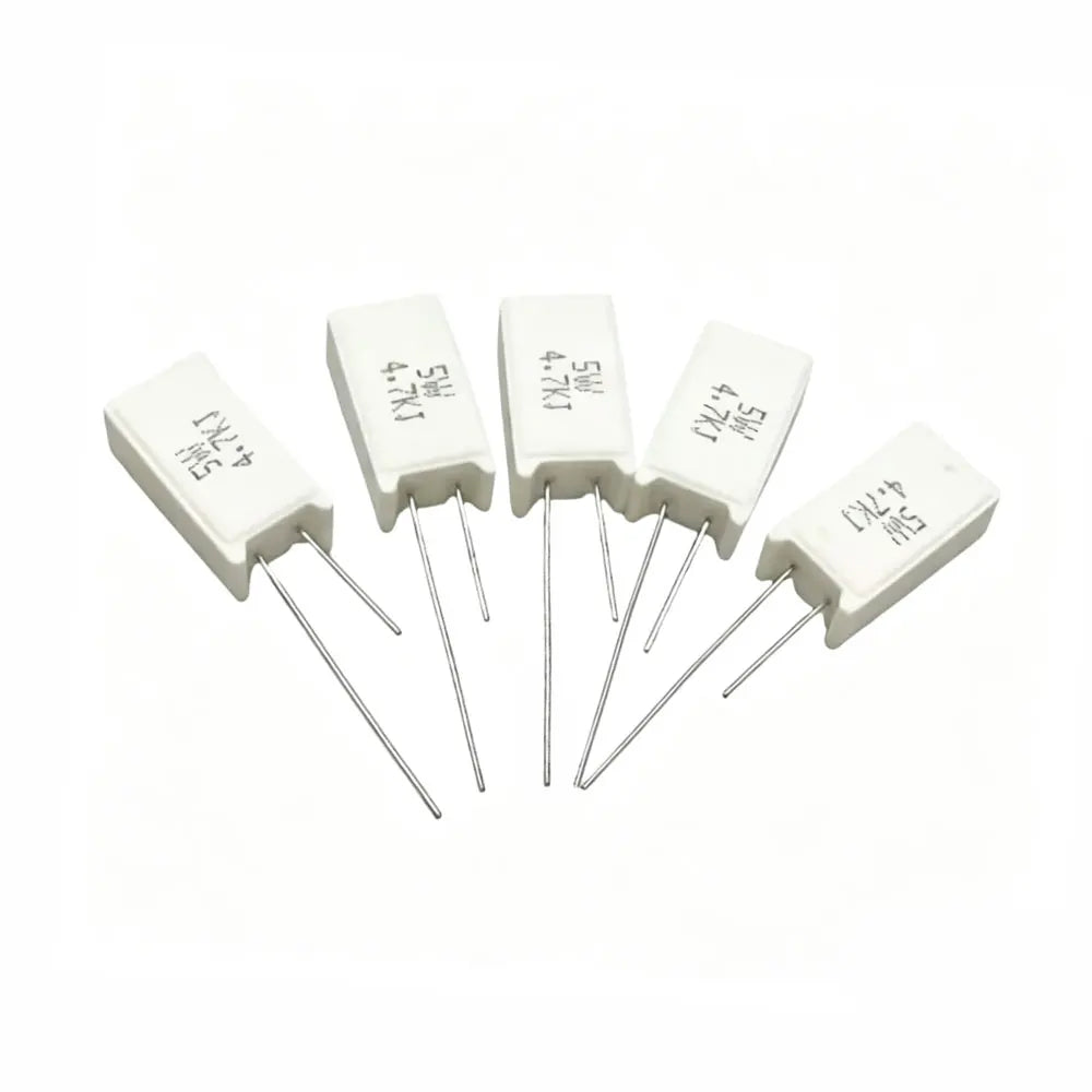 10PCS Vertical Cement Resistance SQM 5W 5% 0.01R 0.1 1 1.5 1.8 2 2.2 3 3.3 4.7 5.1 10 22 33 47 51ohm 100K 200K Ceramic resistor