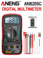 Digital Multimeter 1999 Counts 600V AC/DC Voltage Temp Test for Car Repair ANENG AN8205C Blue Backlight hFE Triode DIY Test Tool