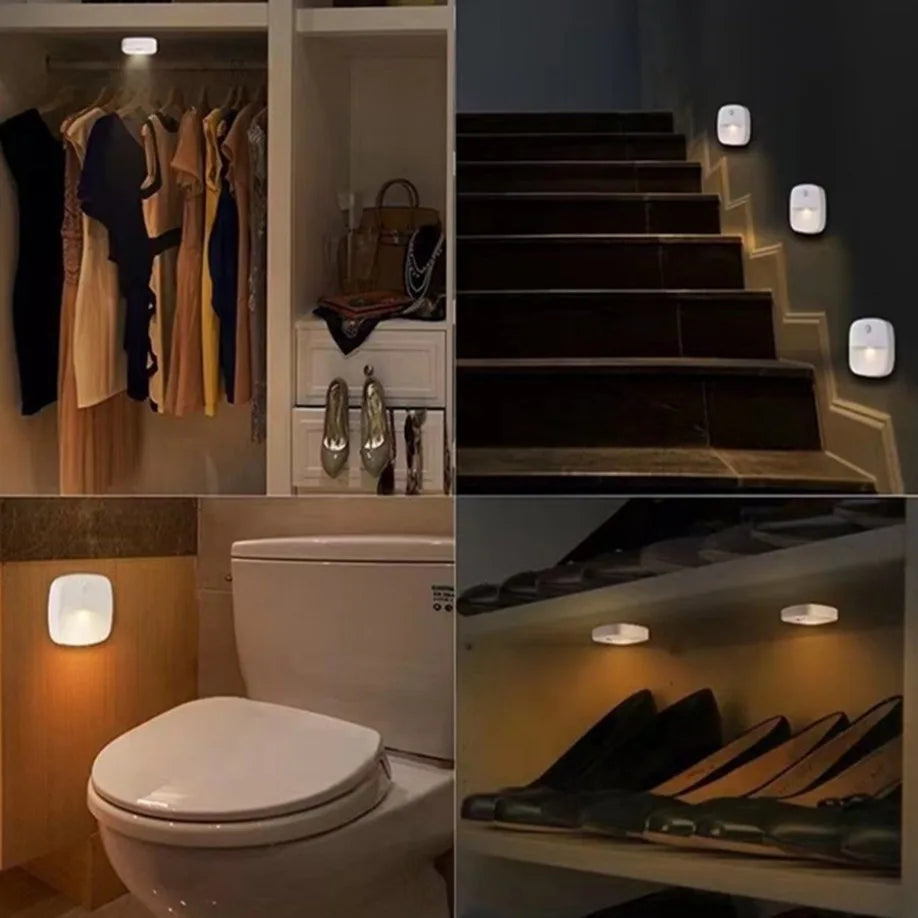 ZQQBYY LED Night Light Motion Sensor Wireless Lights AAA Battery Powered Bedroom Wall Staircase Closet Aisle Body Induction Lamp