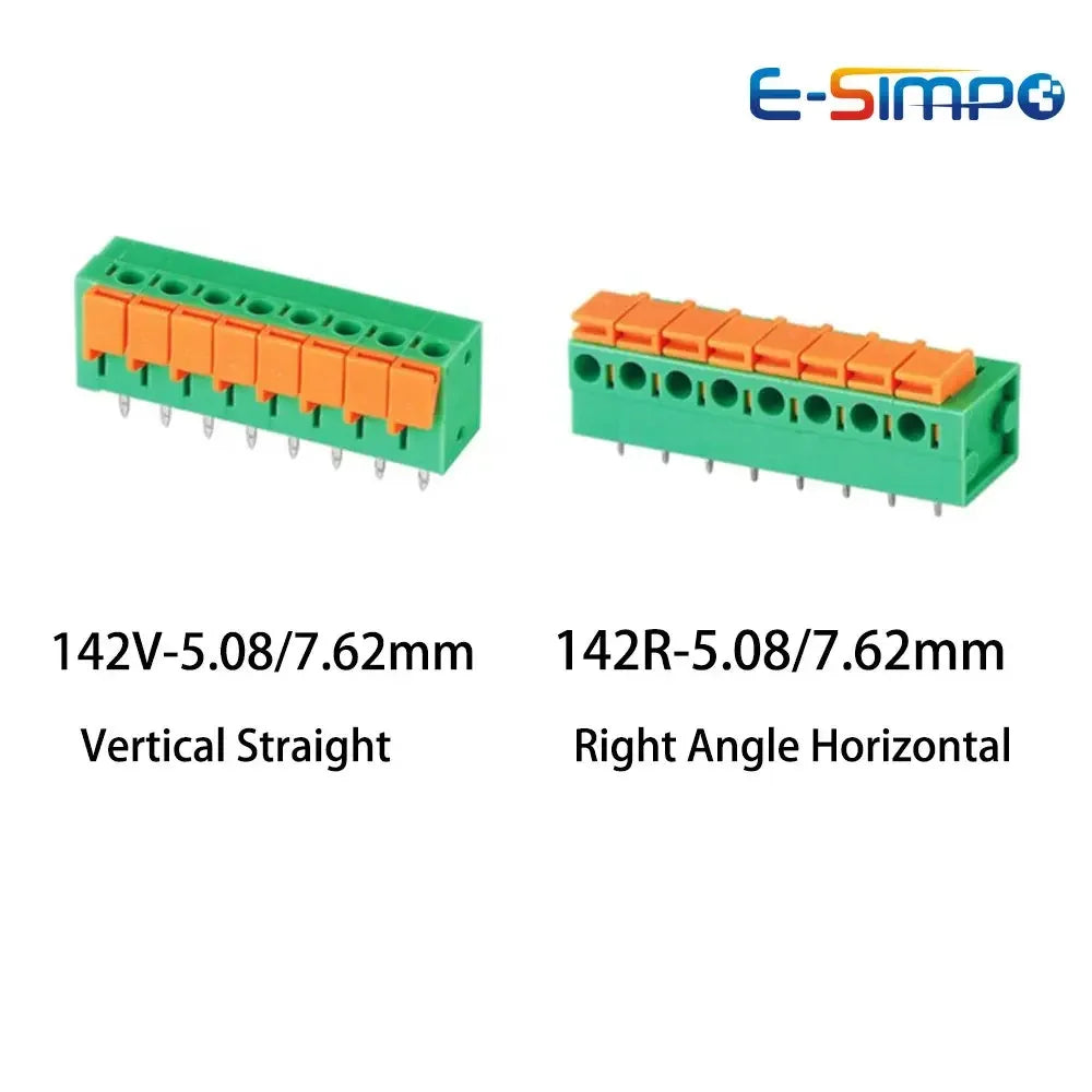 50pcs 5.08mm/0.2in 7.62mm/0.3in FFKDS KF141V/R 142V/R Spliceable PCB Push Spring Phoenix Contact Wire Terminal Block Connector