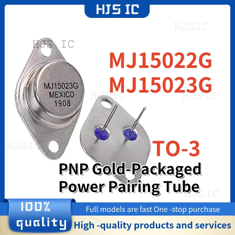 5pairs/5pcs MJ15022 MJ15023 ( 5pcs MJ15022G and 5pcs MJ15023G )TO-3 PNP Gold-Packaged Power Pairing Tube