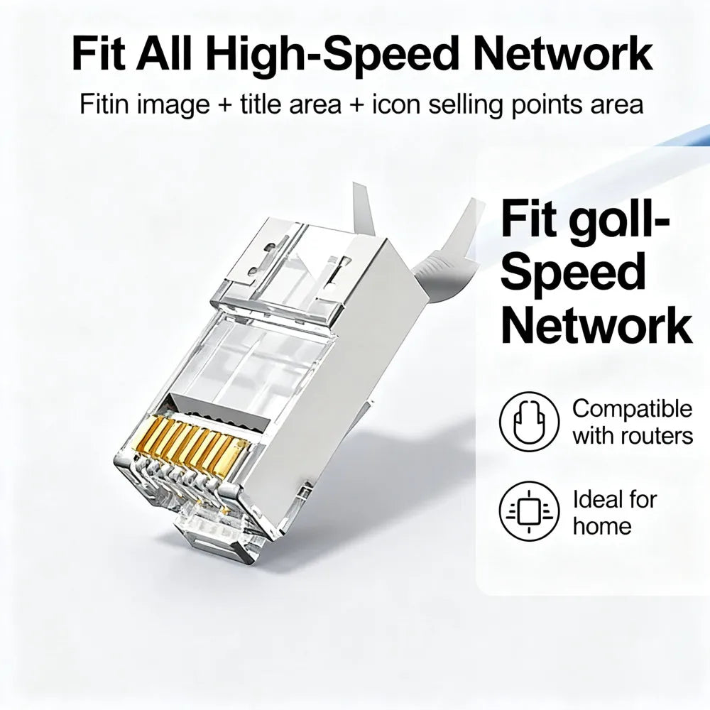 10/50/100Pcs Pass Through RJ45 Cat7 Shielded Connectors Crystal End Gold-Plated 8P8C Crimp UTP Ethernet Modular Plug