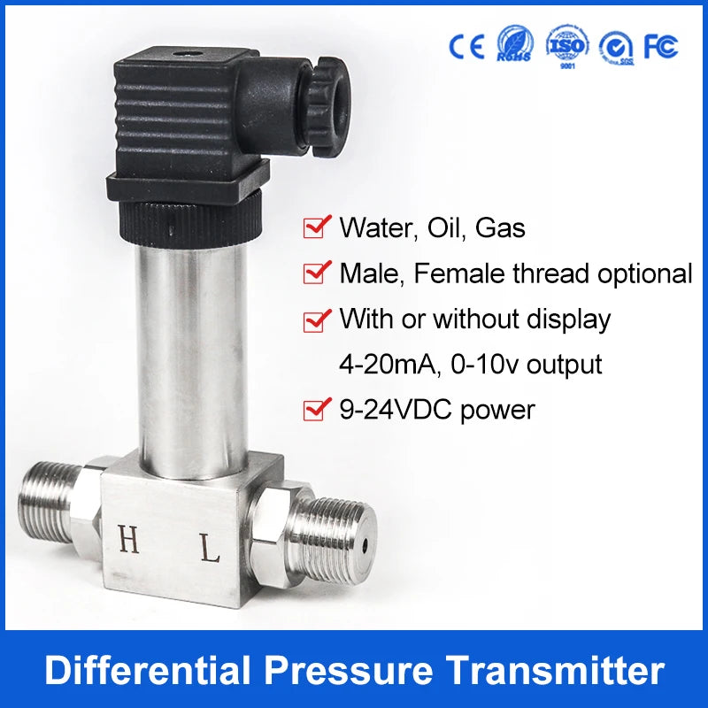 0-5Kpa Differential Pressure Transmitter With 4-20mA Output Signal Pressure Sensor