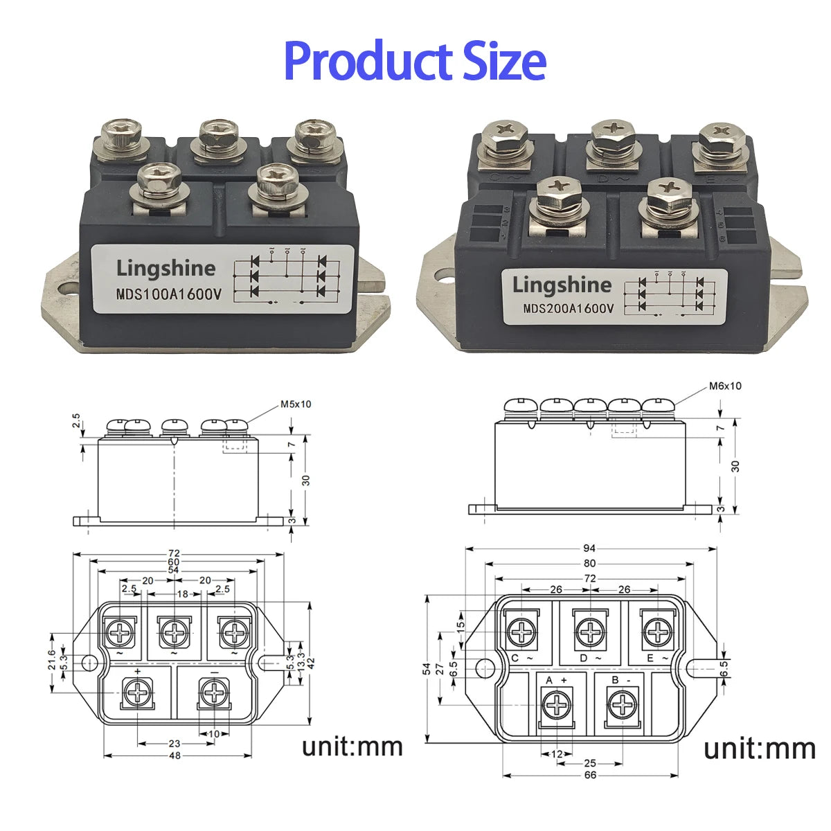 Three Phase MDS 100A 150A 160A 200A 250A Three Phase Rectifier Bridge Module 1600V Induction Cooker