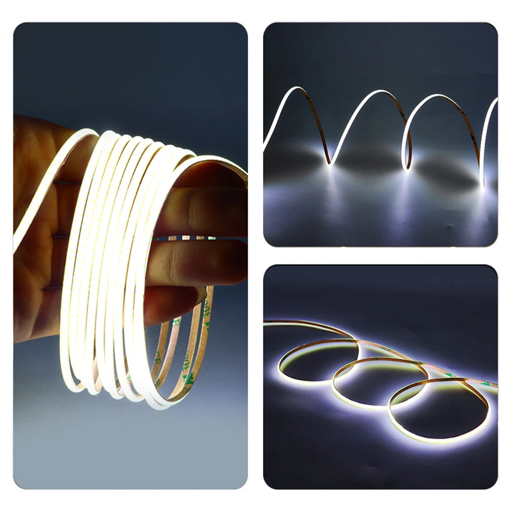 5V 12V 24V 3mm Ultra Narrow COB LED Strip 400LEDs LED Bar Lights for Car Lamp Orange 1800K 2000K Warm White 4000k Red 5m 10m 50m