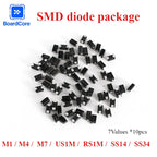 70/210pcs SMD Diodes 7 Values Electronics Schottky Diode Set Includes 1N4007 M7 1N4001 M1 1N4004 M4 SS14 1N5819 US1M RS1M SS34