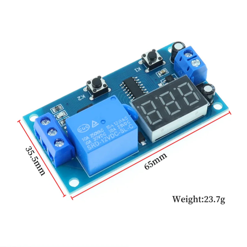 DC 12V Digital Display Delay Relay Delay Time Multi-function Module Infinite Loop Countdown Switch Control Module Timer Module