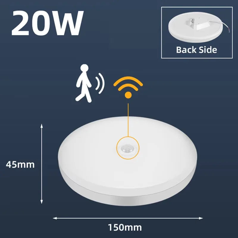 LED Radar Sensor Light Waterproof Ip44 220V Ceiling Lamp for Living Room Bathroom Corridor Decor Led Panel Light Motion Sensor