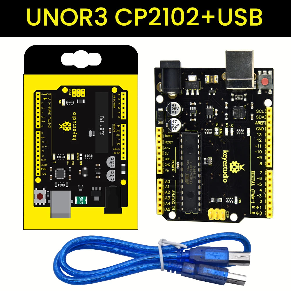 Keyestudio WIFI UNOR3 Development Board ATMEGA16U2/ ATMEGA328P/CP2102 +USB Cable With  Gift Box Compatible With Arduino Uno R3
