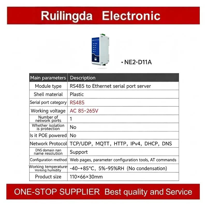 NE2D11 NE2-D11 NE2-D11A NE2-D11E NE2-D11P RS485 to Ethernet Serial Server DC8-28V Modbus TCP to RTU MQTT Two-Way Socket Link