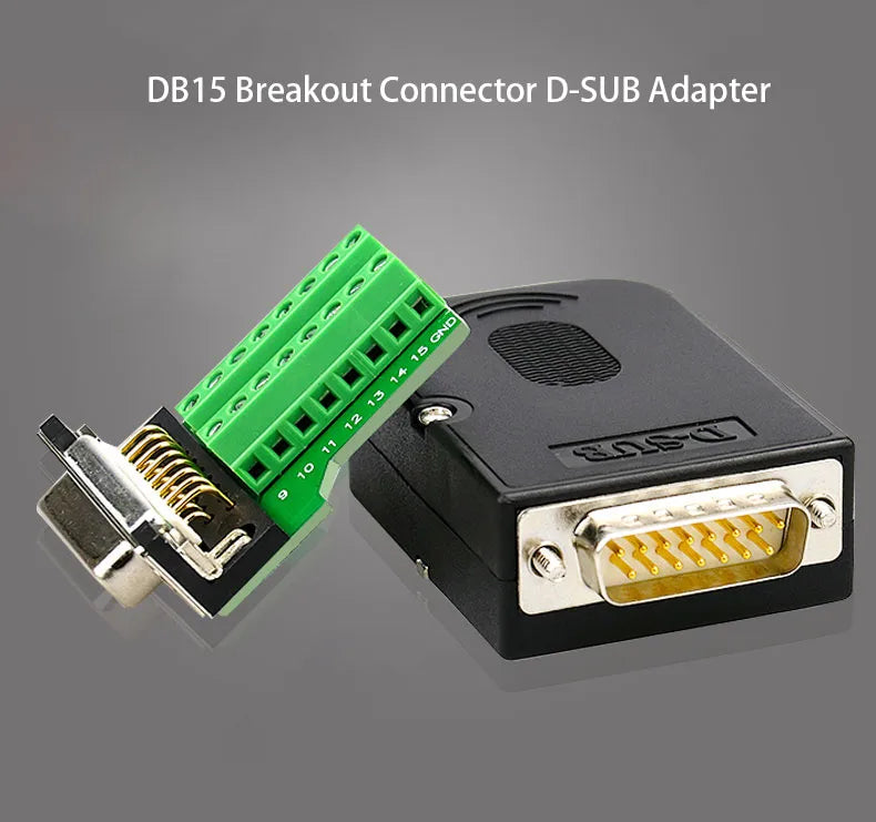 DB15 Connector 15 Pin Breakout Board D-SUB Adapter Male Terminal Adapter Board Module 15 Pin Connector Plug with Case Sub Board