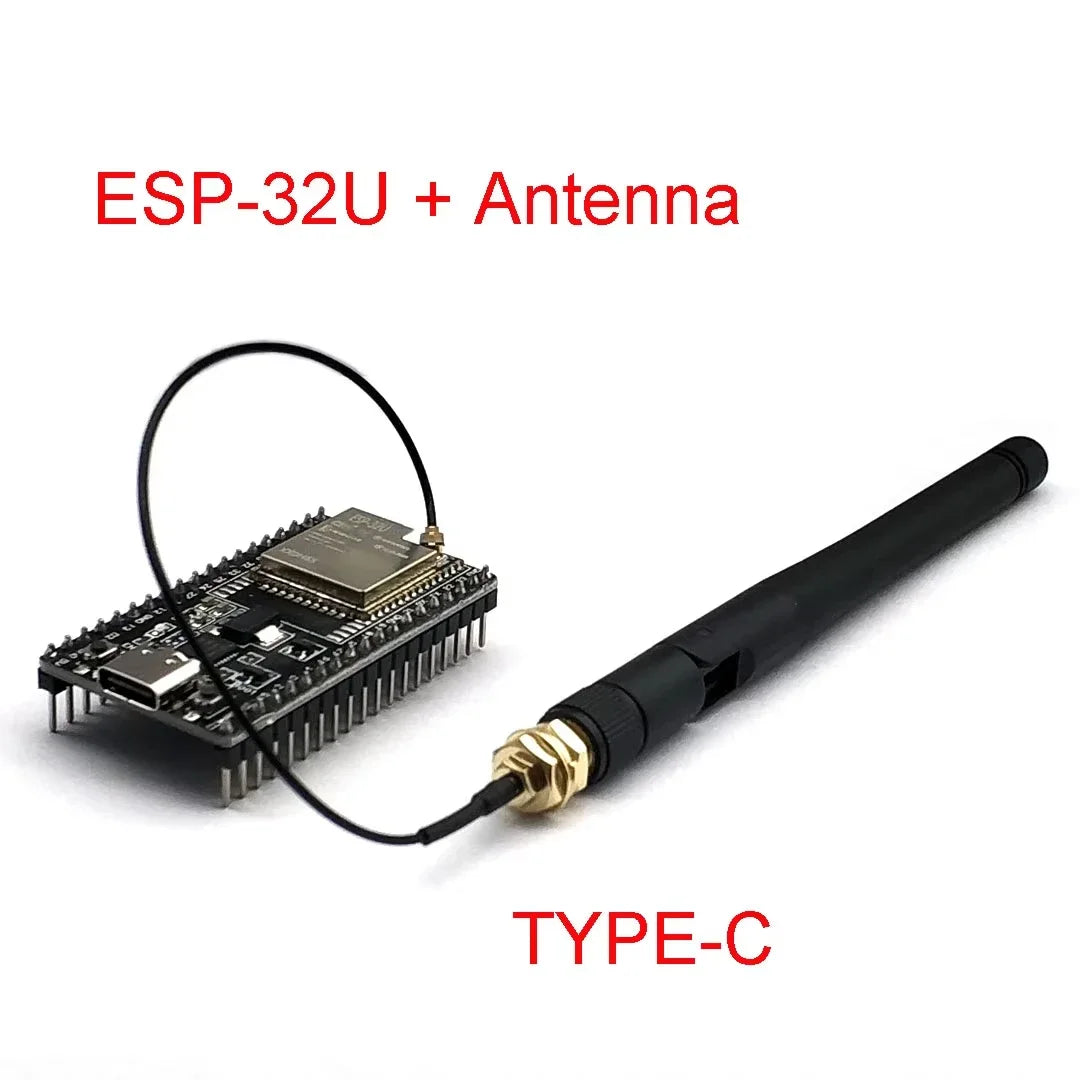 ESP32-WROOM-32U DevKitC WiFi Bluetooth IoT Development Board with 2.4G Antenna & Arduino+ Compatible for Wireless Programming