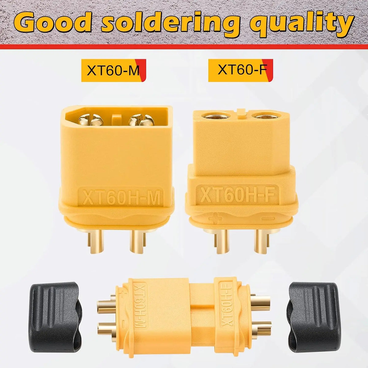 20Pairs XT60H (XT60 Upgrade) Connectors XT60H Male Female Bullet Connectors Plugs with Sheath for Lithium Battery RC Planes Car