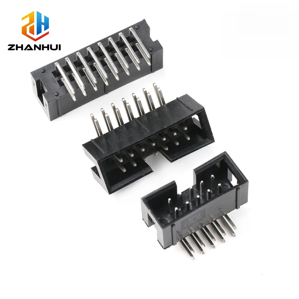 10PCS DC3 2.54mm Pitch Dual Row PCB Header - Male Straight/Right Angle Pin Socket (6P/8P/10P/14P/16P/20P/30P/34P/40P)