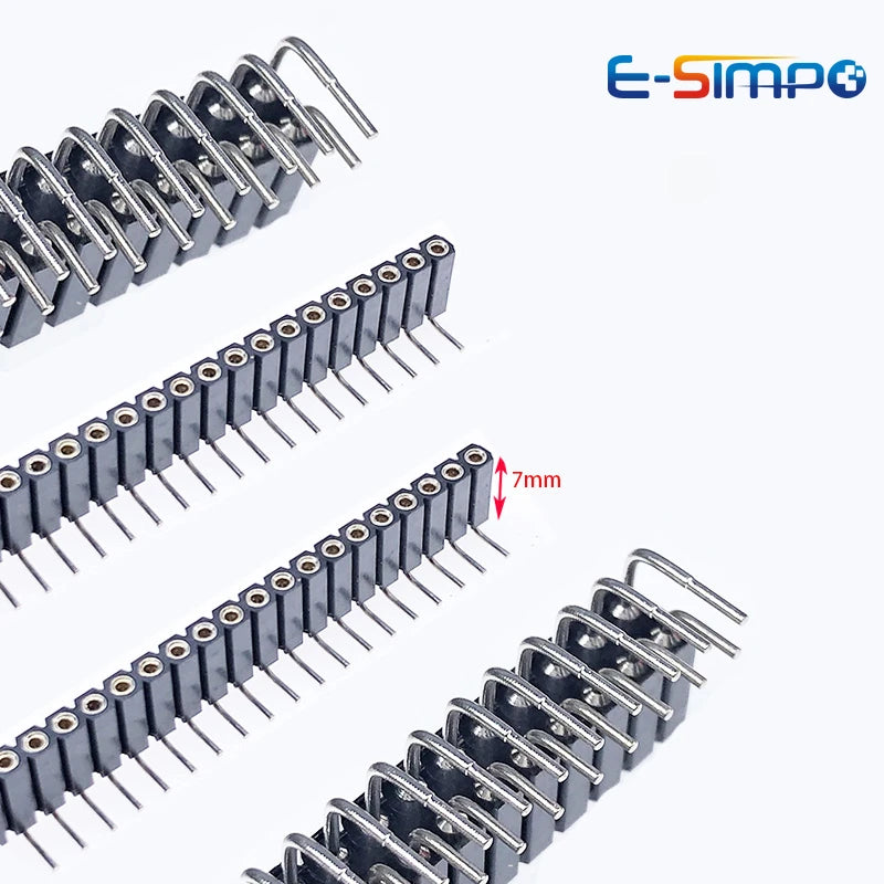 2.54mm Round Hole RA Straight Single/Dual Row 0.1" Breakable Stackable PCB IC Crystal Transistor PH 7mm Female Tin Pin Header