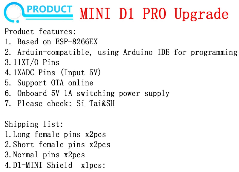 WeMos D1 Mini Pro V3.0 NodeMcu 4MB/16MB bytes Lua WIFI Internet of Things Development board based ESP8266 CH340G Nodemcu V2