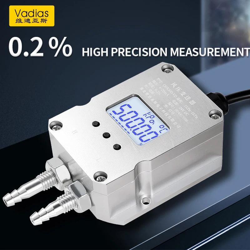 Digital Differential Pressure Transmitter 4-20mA 0-10V 0-5V RS485 Wind Air Pressure Sensor 0-50pa 0-100pa 0-200pa 0-2Kpa