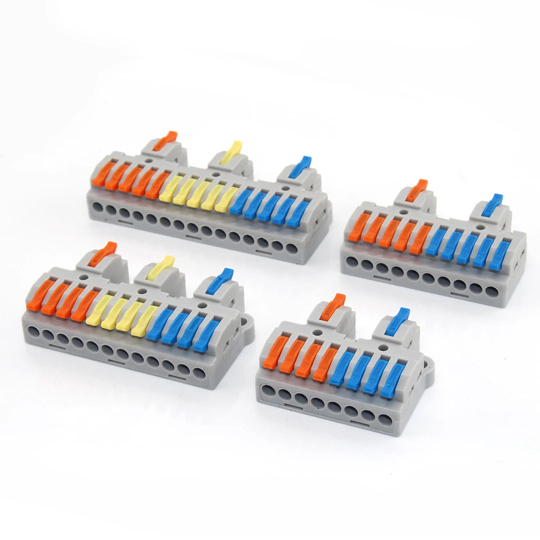 5/10 PCS Universal Wiring Cable Connectors Push-in Can Combined Butt Home Terminal Block Multiple In Multiple Out with Fixing