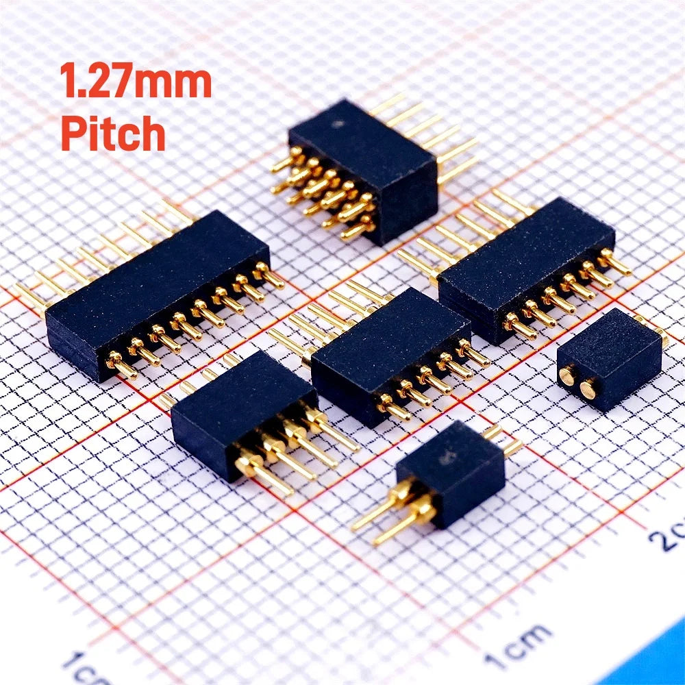 2 5 20 Pcs Spring Loaded 1.27 MM Pitch Pogo Pin Connector 2 5 6 8 10 Position Male Pad PCB Header Single Row Through Holes Probe