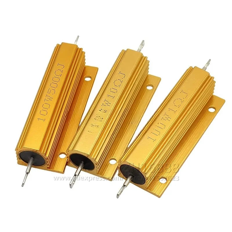 100W Aluminum Housing Wirewound Resistor Metal Case Power Resistor 0.01R 0.1R 0.5R 1R 2R 4R 8R 10R 20R 100R 300R 1K 10K 100K Ohm