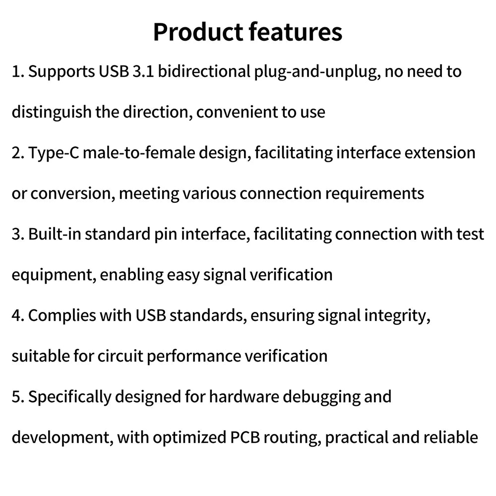 Type-c Male To Female Usb 3.1 Test Pcb Board Adapter Module 2.54mm Type C Connector Socket Data Line Wire Cable Transfer