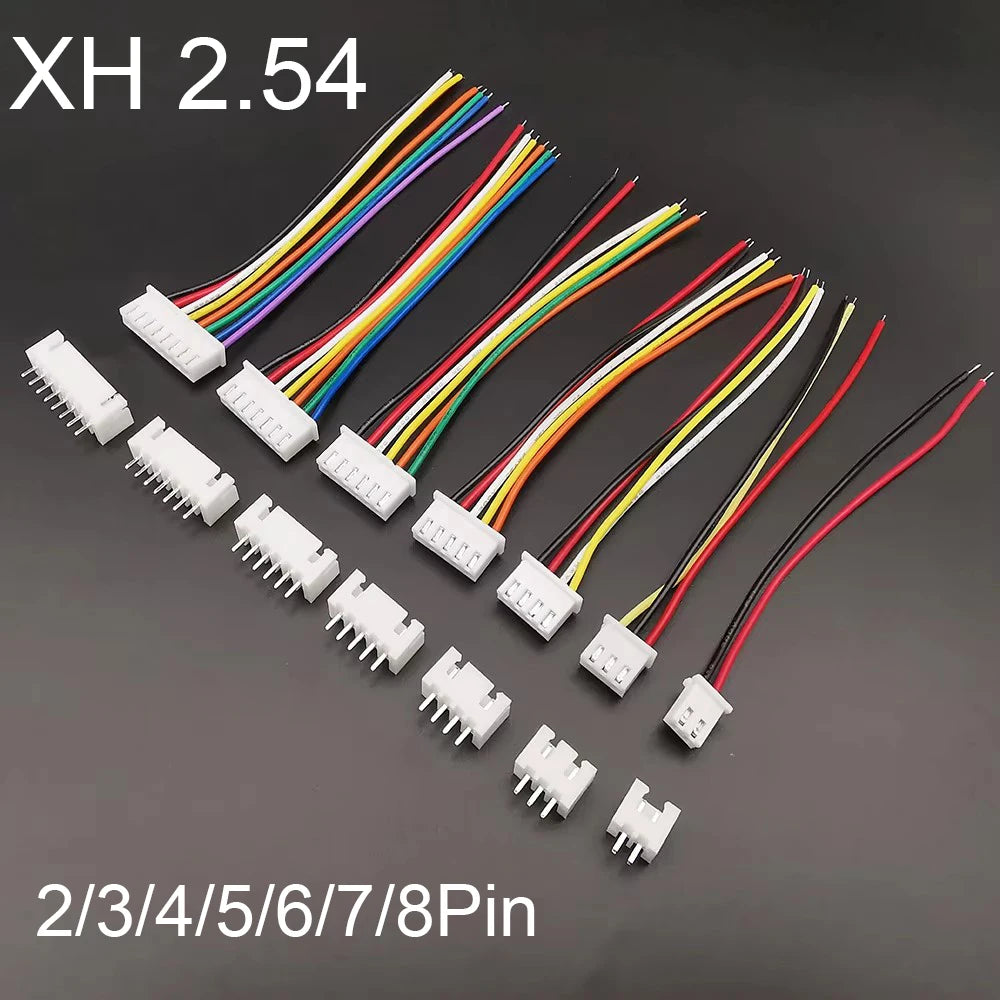 5Sets JST XH 2.54mm 2P 3P 4P 5P 6P 7P 8Pin Male Female Plug Socket Wire Cable Connector xh2.54 26AWG 10CM 20CM