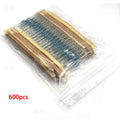 300/600pcs 1/4w Metal Film Resistor 30 Values Resistance Kit 10R-1M 0.25W 1% Resistors Set