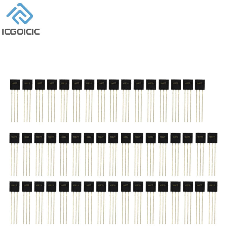 1-100pcs DS18B20 DS18B TO-92 Chip Programmable Digital Thermometer Temperature Sensor Temperature Acquisition TO-92