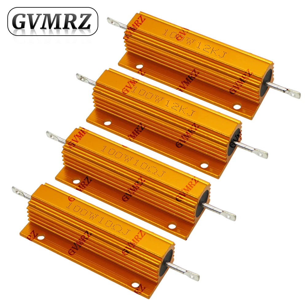 100W Aluminum Housing Power Resistor High Wattage Wirewound Resistor 0.01Ω–150KΩ Assorted Values