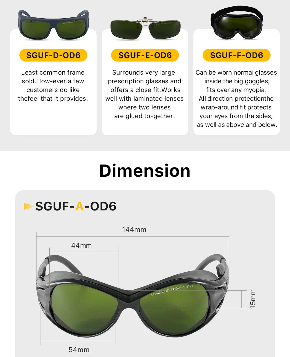 Cloudray 1064nm OD6+ Laser Safety Goggles Protective Glasses Shield Protection Eyewear For YAG DPSS Fiber Laser