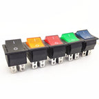 5PCS KCD4 Rocker Switch 16A 250VAC, ON-OFF 2 Position 4-Pin Illuminated Power Switch with Cap for Electrical Equipment
