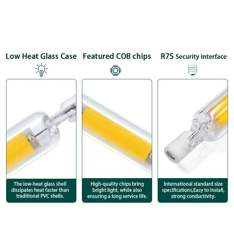5/10Pcs Bright LED R7s COB Glass Tube AC 110V 220V 5W 10W 20W 78mm 118mm Corn Light Bulb J78 J118 Home Replace Halogen Lamp