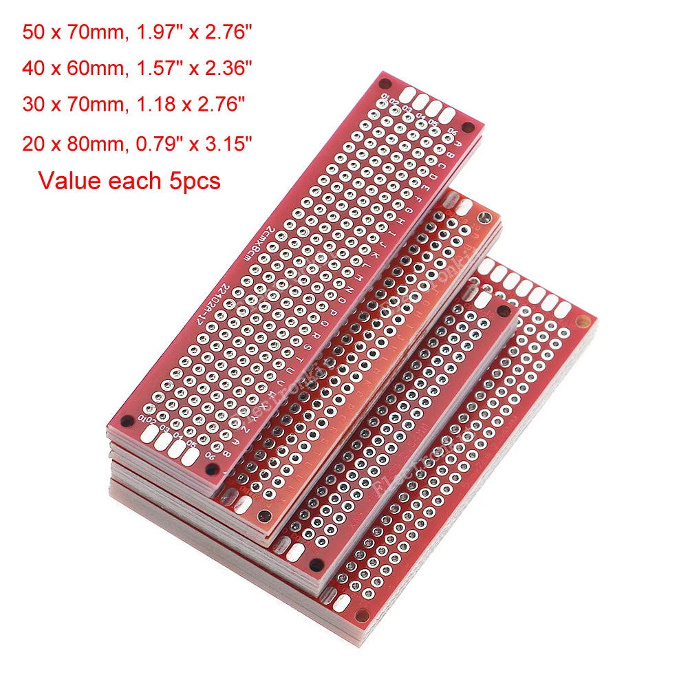 20pcs Red PCB Board Breadboard Double Sided 3x7 4x6 5x7 7x9cm Universal PCB Experiment Prototype Circuit Boards Diy Electroni