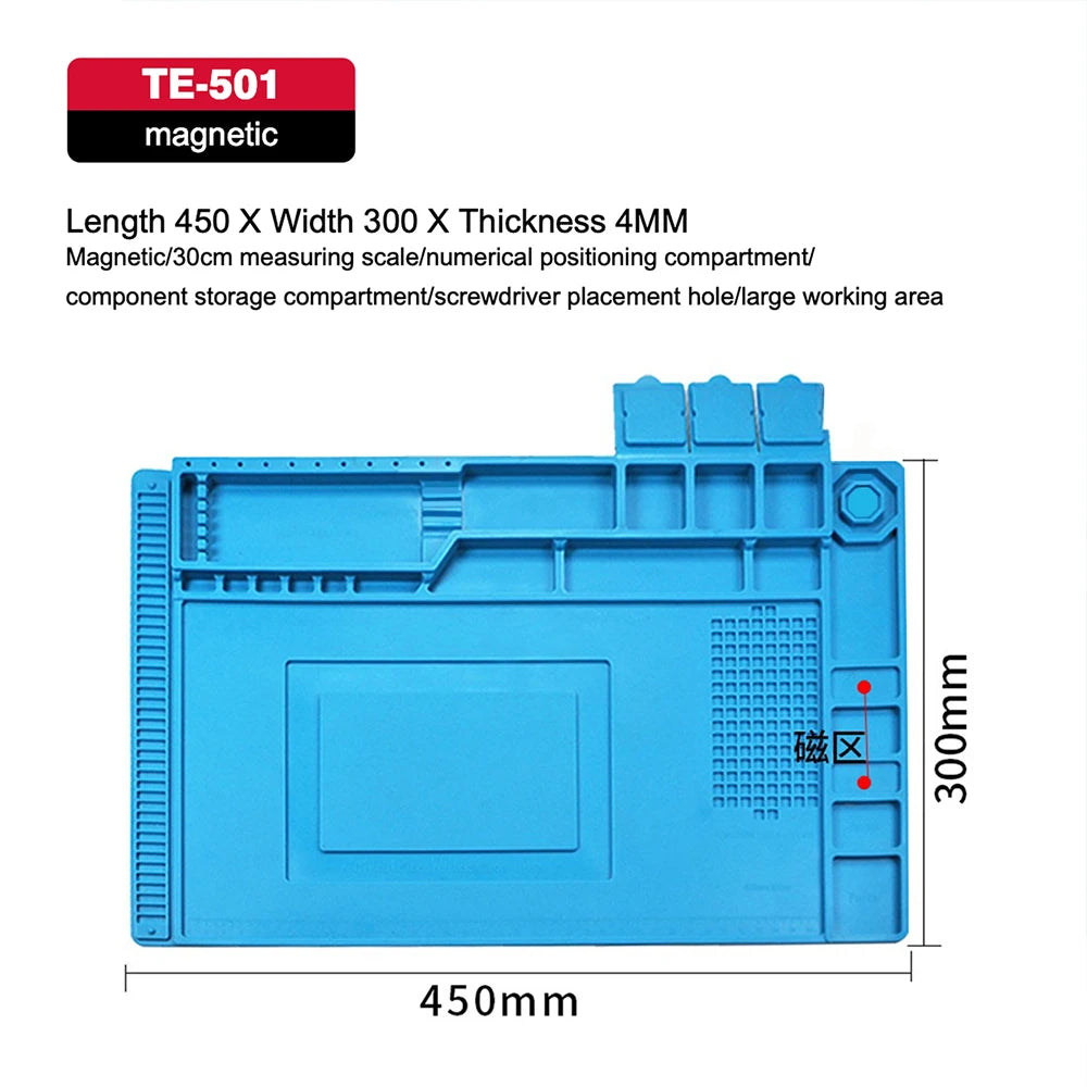 Soldering Mat ESD Antistatic 500 ° Heat Resistant Insulation Work Mat Multifunctional Silicone Repair Pad Maintenance Platform