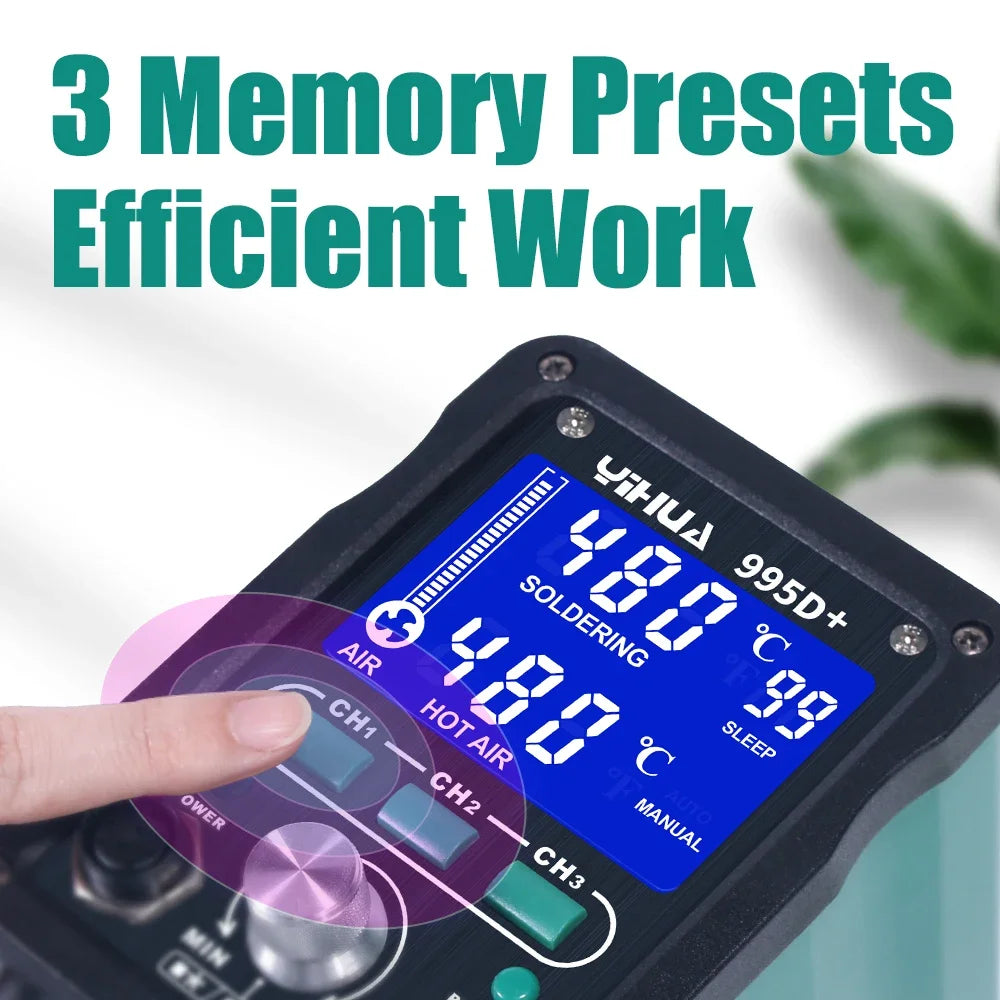 YIHUA 995D+SMD Soldering Station With Pluggable Hot Air Gun Soldering Iron BGA Rework Station Phone Repair Welding Station