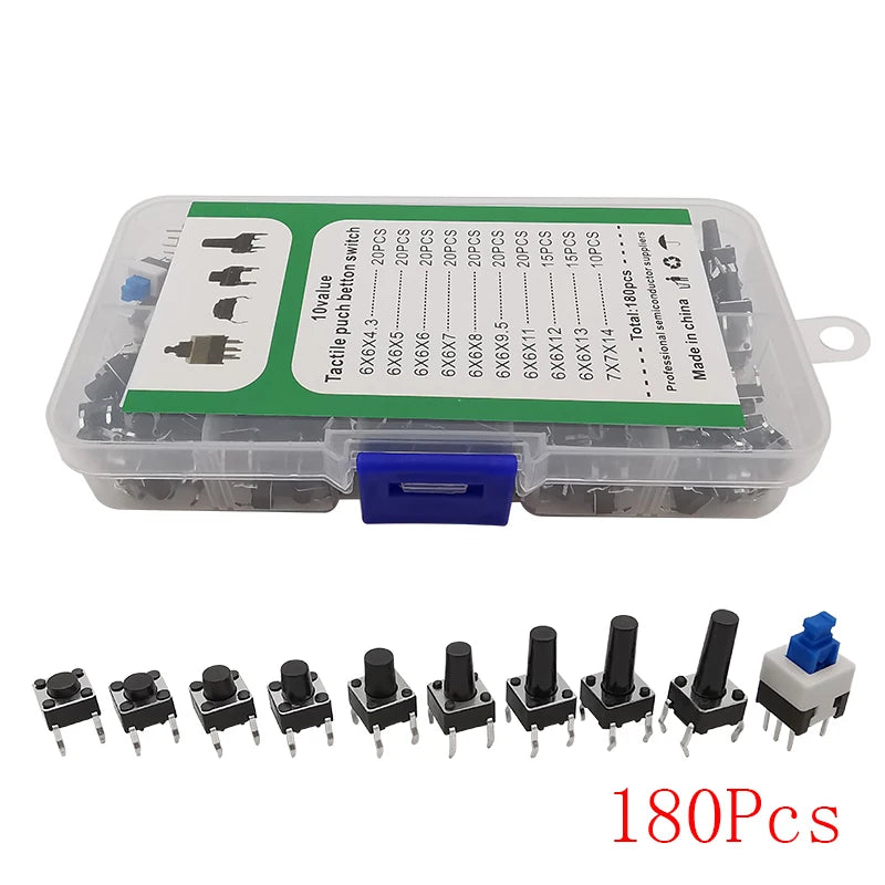 SMD DIP Micro Momentary Tact Switch Self-reset Push Button Micro Switch Assortment Kit for Car Remote Control Tablet