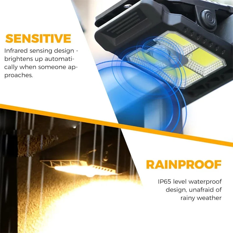 Clip‑on Solar Lights Outdoor Waterproof LED Motion Sensor Solar Security Lights, 3 Modes 3 Mounting Ways Lighting for Fence