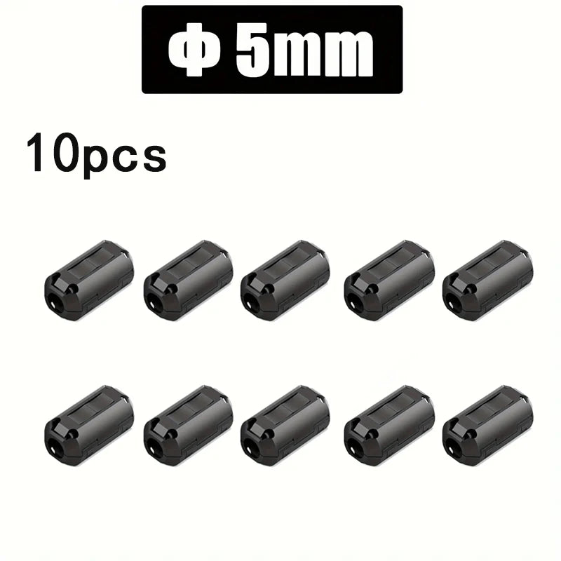 6/10PC Snap Magnetic Ring Ferrite Filter For Cable Shield Removable EMC Inner Diameter  5mm 7mm 9mm 11mm 13MM Degaussing Filter