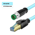 Waterproof M12 to RJ45 Network Line ip67 CAT7/CAT6A RJ45 to 4Pin 8Pin A/D/X Type Encoded Connector Cable Double Shielded Wire