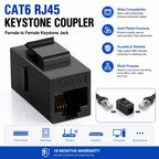 Acoplador Keystone RJ45 Cat6 Cat5e, conector Keystone Cat6 Cat5e hembra a hembra, inserto de acoplador Keystone UTP, negro