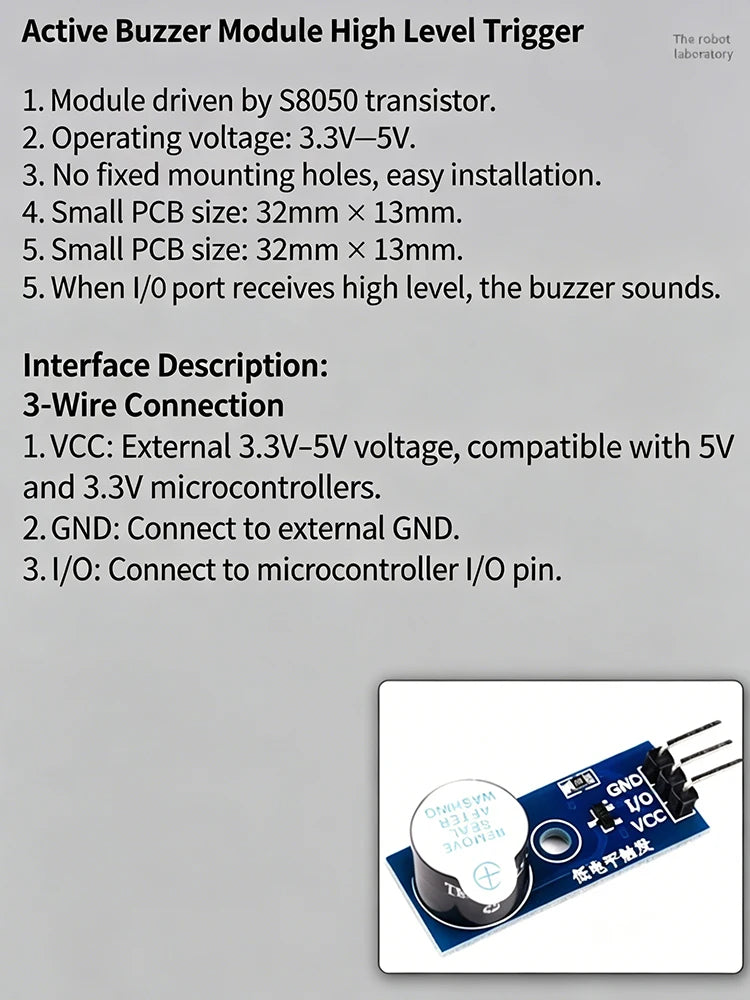 3.3V 5V Active Buzzer Module High/Low Trigger Piezo Buzzer Sound Alarm Module Compatible With 3.3V 5V Microcontroller