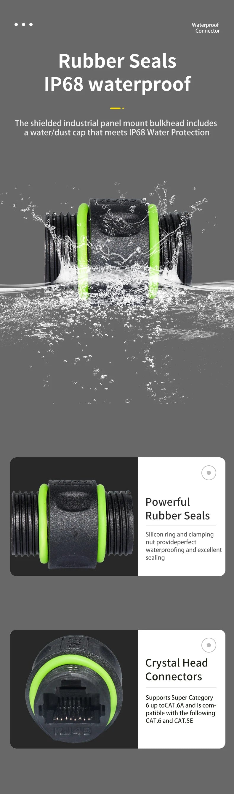 YXY RJ45 Waterproof Connector M16 5-9mm Wire Diameter IP68 RJ45 Interface Cable Connectors Network Unshielded Wire Connector