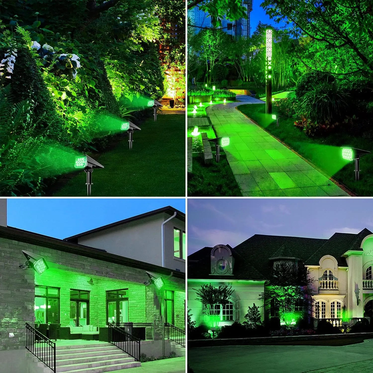 4pcs Solar Spotlight Outdoor Garden Wall Lamp for Tree Street Decor IP65 Waterproof LED Green Landscape Countyard Solar Light