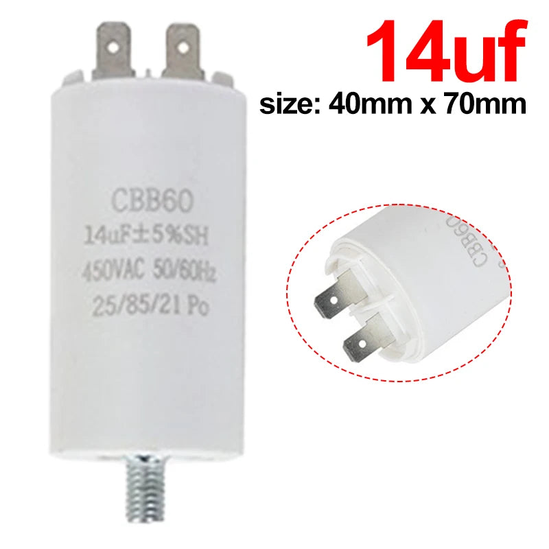 CBB60 Washing Machine Pump Starting Capacitor:4uf,5uf,6uf,8uf,10uf,12uf,14uf,15uf,20uf,25uf,30uf,35uf,40uf,45uf,50uf,60uf 450VAC